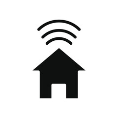 house with wifi symbol icon, silhouette style