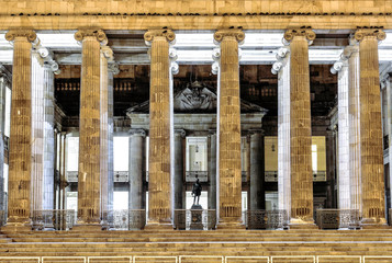 Facade of the Casa de Nariño in the center of the city of Bogotá. Night vision.