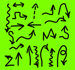 Illustration of Grunge Sketch Handmade Watercolor Doodle Vector Arrow Set Collection