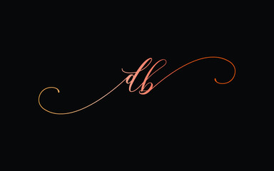 db or d, b Lowercase Cursive Letter Initial Logo Design, Vector Template