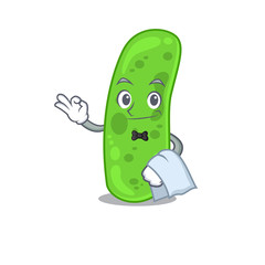 A cartoon character of propioni bacteia waiter working in the restaurant