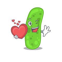 A sweet propioni bacteia cartoon character style with a heart