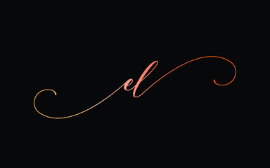 el or e, l Lowercase Cursive Letter Initial Logo Design, Vector Template - obrazy, fototapety, plakaty