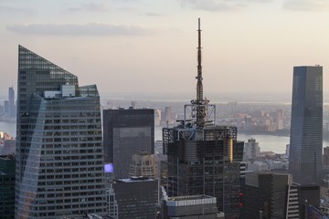 Fototapeta premium Beautiful aerial view of New York city skyline at daytime, USA
