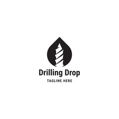 Drilling drop logo concept. Drill, water - vector