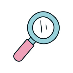 Stationary concept, magnifying glass icon, line and fill style