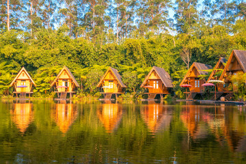 Obraz premium Beautiful landscape at Dusun Bambu, Bandung, Indonesia.