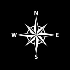Points of the compass icon on black background