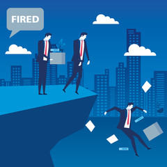 Obraz premium scene of businessmen unemployed in precipice vector illustration design