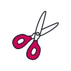 Fototapeta premium Stationary concept, scissors icon, line and fill style