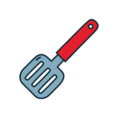 kitchen spatula icon, line and fill style