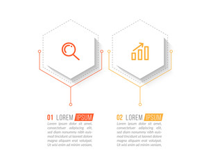 Minimal infographic template design with numbers 2 options or steps.