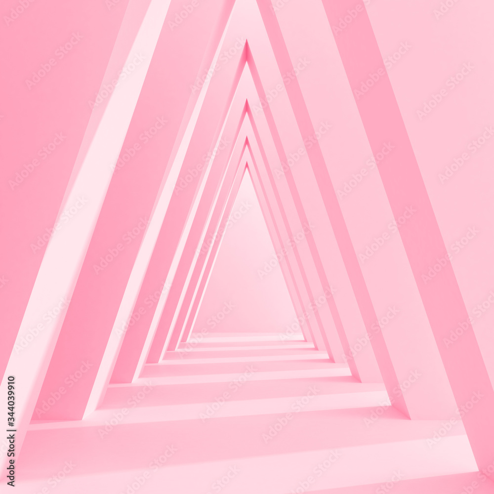 Leinwandbilder Minimal style of triangle pattern space, abstract architectural details with shadow on archway. 3D rendering. 