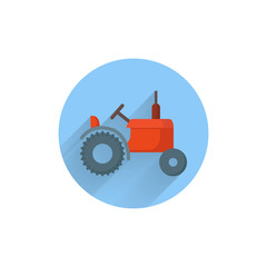 tractor colorful flat icon with shadow. tractor flat icon
