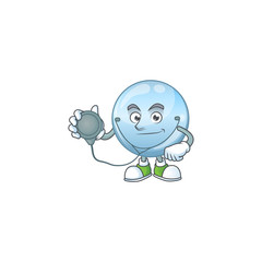 A dedicated Doctor collagen droplets Cartoon character with stethoscope
