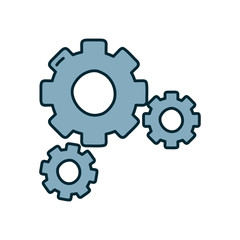 gears wheels icon, line and fill style