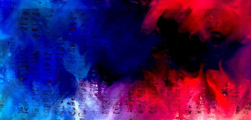 An artistic and funky abstract flame background. Red and deep blue acrylic