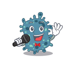 Talented singer of rickettsia cartoon character holding a microphone