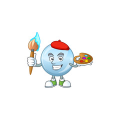 Artistic Artist of collagen droplets cartoon character painting with a brush