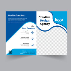 Bi-fold Brochure Template Design.Corporate & Business Concept 