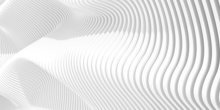 Abstract of white pattern, smooth shape, architecture facade details,Perspective of future building design, Parametric wall. 3D rendering.