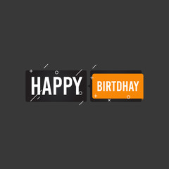 Happy birthday shape banner with star design for greeting cards, print and cloths. Editable Vector illustration for your birthday, anniversary, celebration party invitation. Isolated on white.