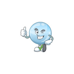 Mascot design style of collagen droplets showing Thumbs up finger