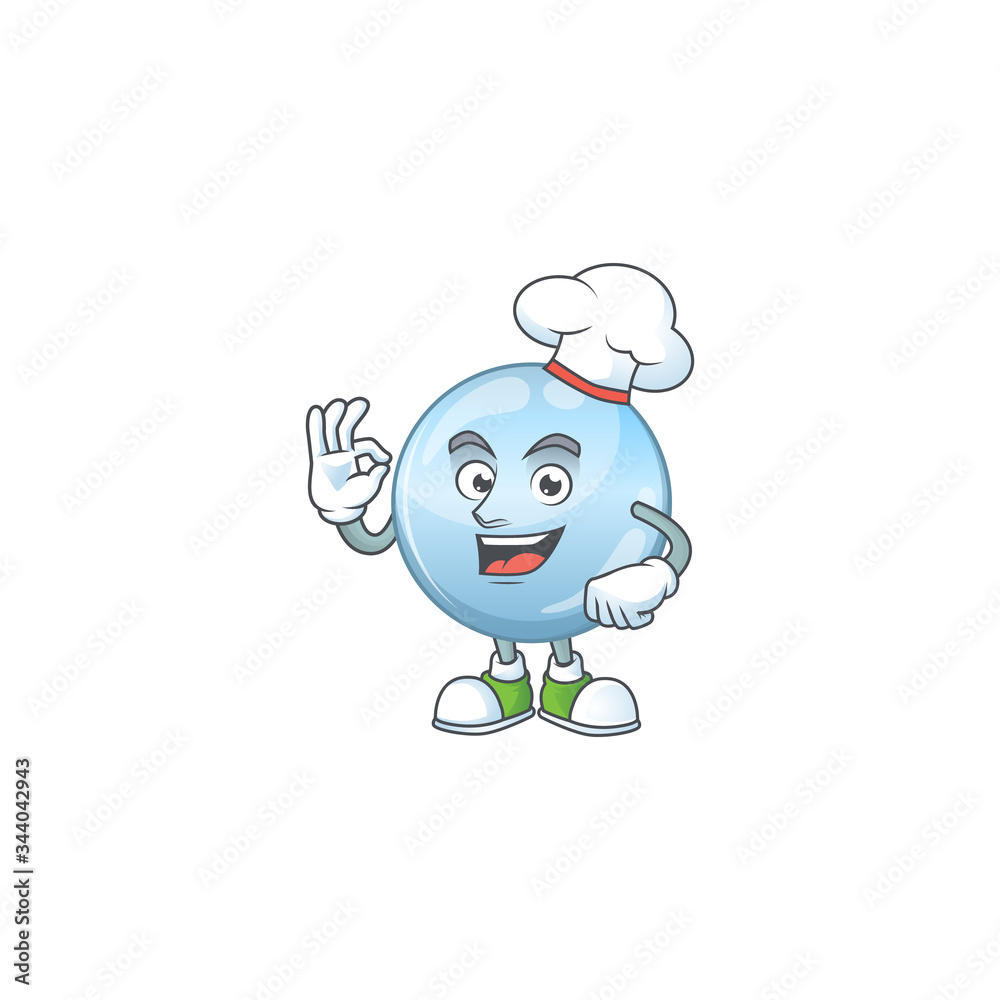 Poster Collagen droplets cartoon design style proudly wearing white chef hat