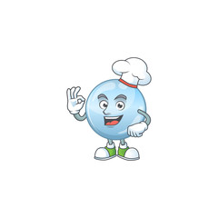 Collagen droplets cartoon design style proudly wearing white chef hat