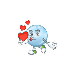 An adorable cartoon design of collagen droplets holding heart
