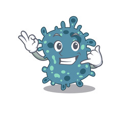 Cartoon design of rickettsia with call me funny gesture