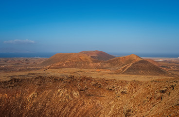 Nortern Fuerteventura, view over volcanic Crater Calderon Hondo. October 2019