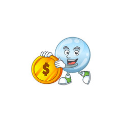 Collagen droplets rich cartoon character have big gold coin