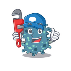 Rickettsia Smart Plumber cartoon character design with tool