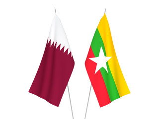 Myanmar and Qatar flags