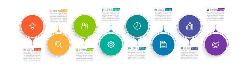 Minimal infographic template design with numbers 8 options or steps.