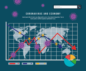 infographic of economy impact by covid 19 vector illustration design