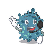 A gorgeous rickettsia mascot character concept wearing headphone