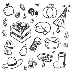 Hand drawing styles with autumn decorations. Harvest season doodle.
