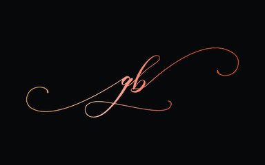gb or g, b Lowercase Cursive Letter Initial Logo Design, Vector Template