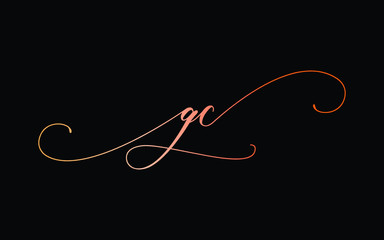 gc or g, c Lowercase Cursive Letter Initial Logo Design, Vector Template