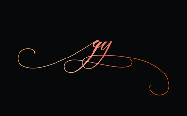 gy or g, y Lowercase Cursive Letter Initial Logo Design, Vector Template