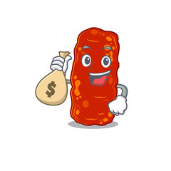 Rich acinetobacter bacteria cartoon design holds money bags