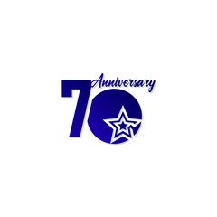 70 Years Anniversary Celebration Star Blue Logo Vector Template Design Illustration