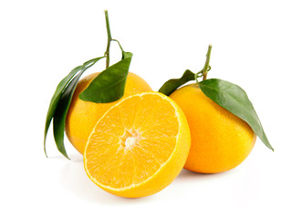 Fresh Japanese Ehime Prefecture orange isolated on white background.