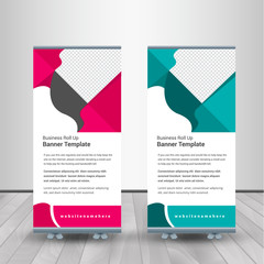 Corporate Roll-up for exhibitions, banner for seminar, layout for placement of photos. Universal stand for conference.	