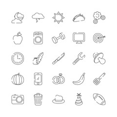 flowers and everyday things icon set, line style