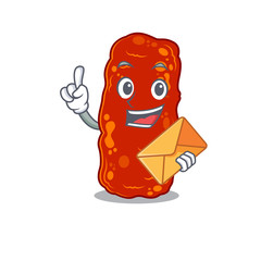 Happy acinetobacter bacteria mascot design concept with brown envelope