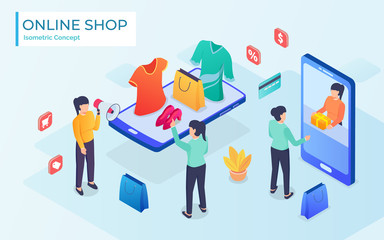 Woman shopped online store. E-shopping concept.