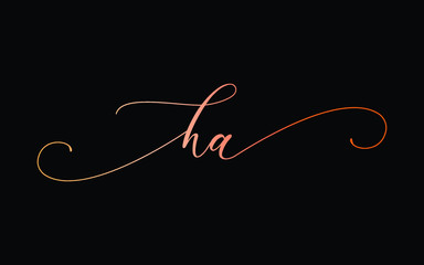 ha or h, a Lowercase Cursive Letter Initial Logo Design, Vector Template